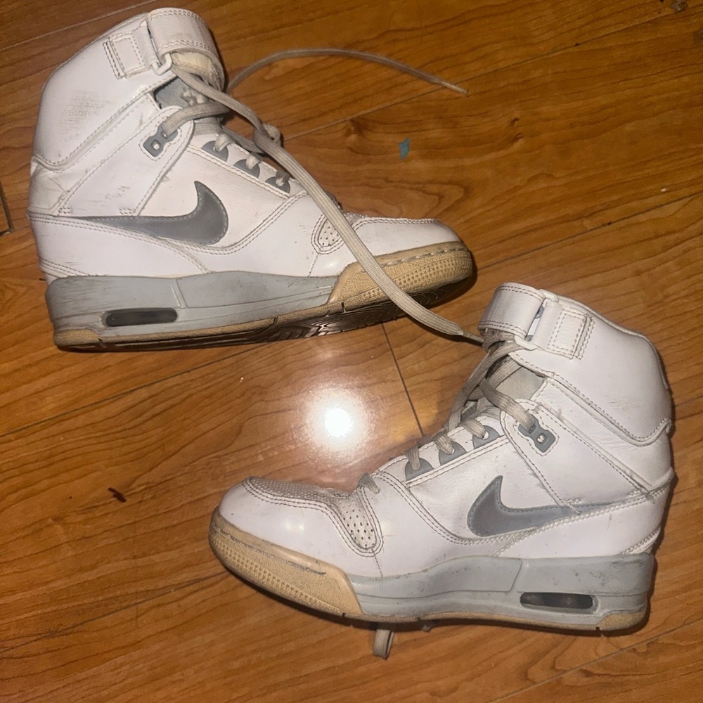 White and Gray High-Top Sneakers